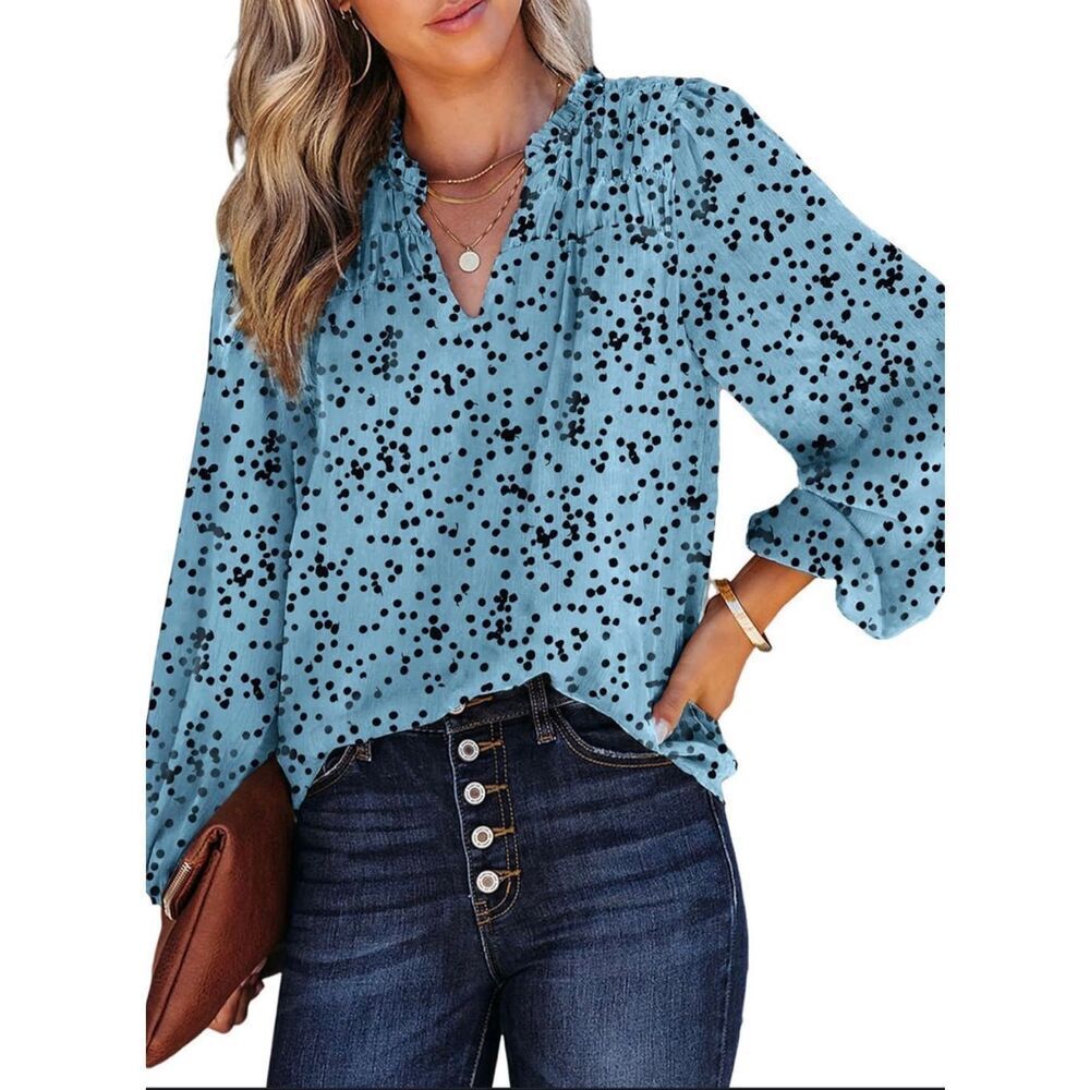 Womens Dokotoo Flower Print Split Neck Long Sleeve Top Blouse - Sz XL